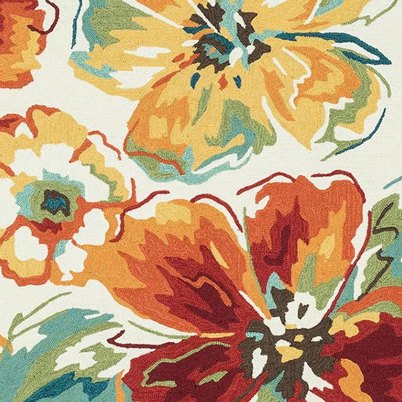 (A138) Summerton Ivory & Red Multicolor Hooked Area Rug, 5x7 2 (A138) Summerton Ivory & Red Multicolor Hooked Area Rug, 5x7 - Image 2