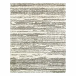 (A345) Lizzy Grey & Ivory Shag Area Rug, 8x10