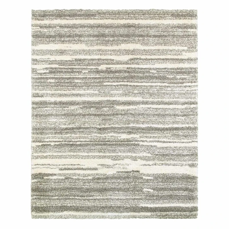 (A345) Lizzy Grey & Ivory Shag Area Rug, 8x10 1 (A345) Lizzy Grey & Ivory Shag Area Rug, 8x10