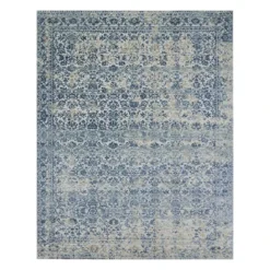 (A377) Venice Distressed Look Blue Area Rug, 8x10