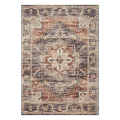 (A407) Halton Distressed Look Slate Rust Area Rug, 5x8