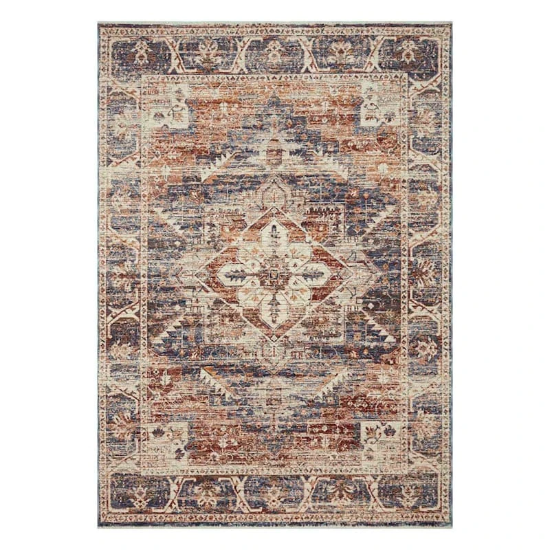 (A407) Halton Distressed Look Slate Rust Area Rug, 5x8 1 (A407) Halton Distressed Look Slate Rust Area Rug, 5x8