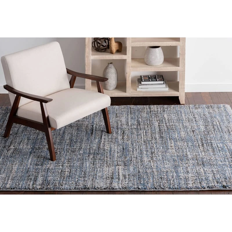 (A410) Hachure Blue Woven Area Rug, 8x10 2 (A410) Hachure Blue Woven Area Rug, 8x10 - Image 2
