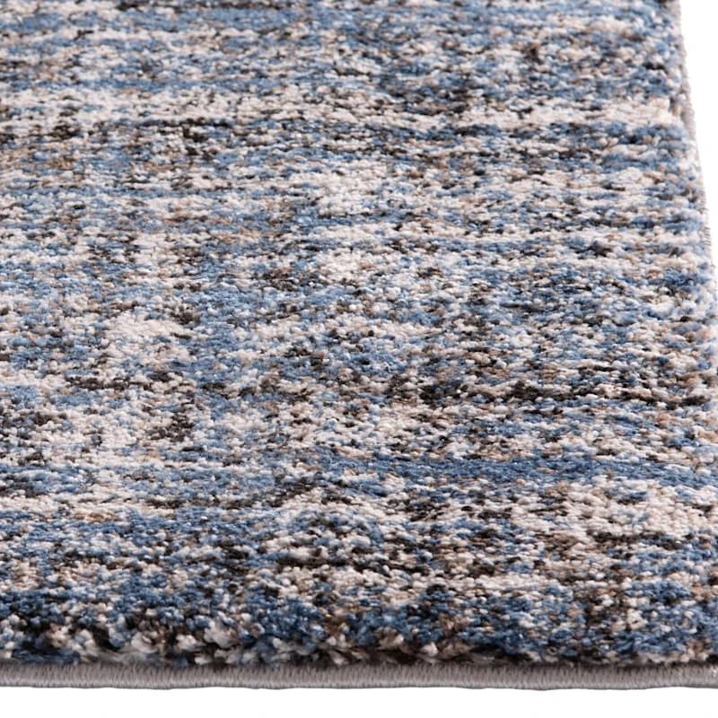 (A410) Hachure Blue Woven Area Rug, 8x10 3 (A410) Hachure Blue Woven Area Rug, 8x10 - Image 3
