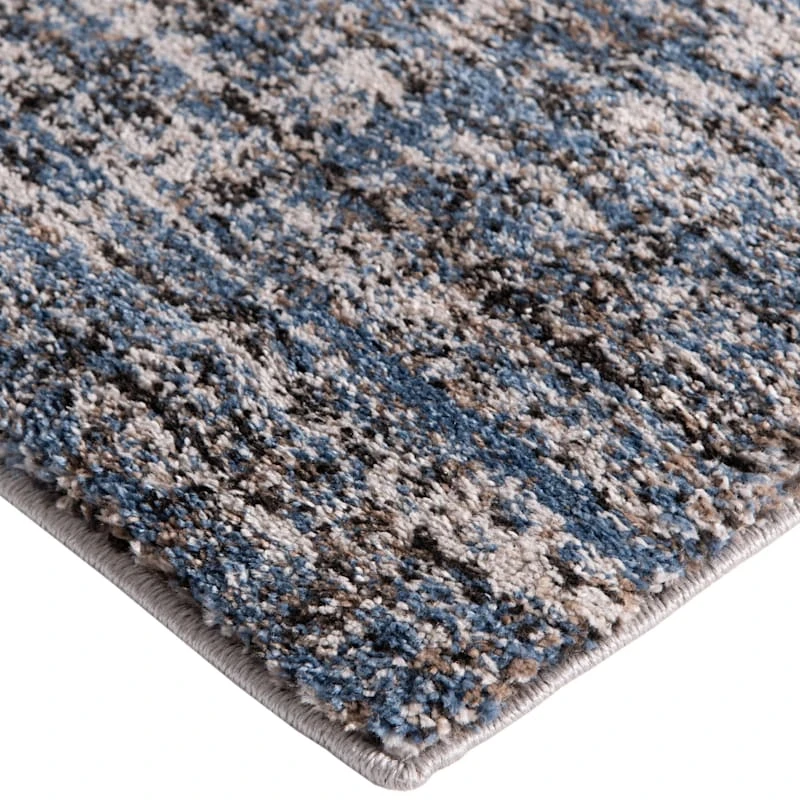 (A410) Hachure Blue Woven Area Rug, 8x10 4 (A410) Hachure Blue Woven Area Rug, 8x10 - Image 4