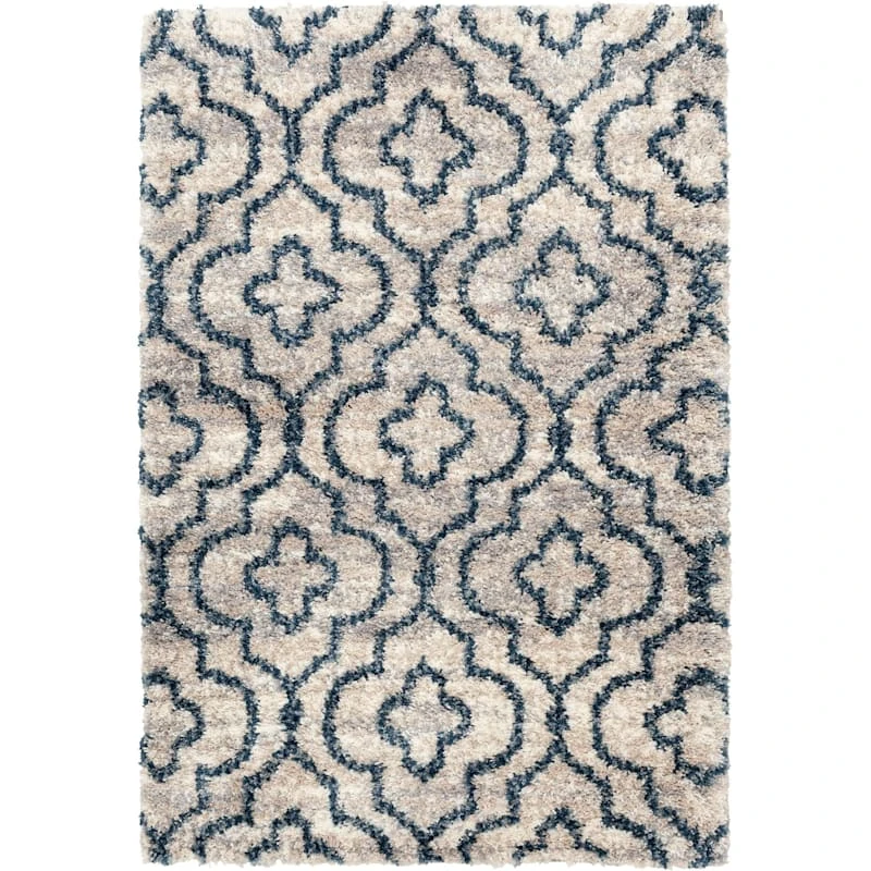 (A431) Chauncey Ivory & Blue Tufted Shag Area Rug, 8x10 1 (A431) Chauncey Ivory & Blue Tufted Shag Area Rug, 8x10