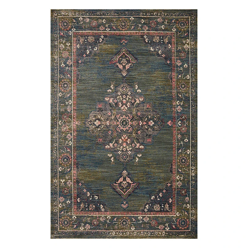 (A466) Jewel Green Medallion Area Rug, 5x8 1 (A466) Jewel Green Medallion Area Rug, 5x8
