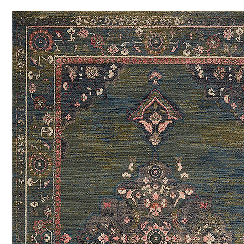 (A466) Jewel Green Medallion Area Rug, 5x8 2 (A466) Jewel Green Medallion Area Rug, 5x8 - Image 2