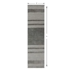 (A483) Laila Ali Albion Grey Striped Woven Runner, 2x7 -Rugs Sales Store a483 laila ali albion grey striped woven runner 2x7 5