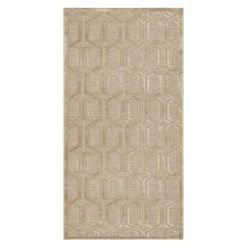 (A487) Providence Zenith Tan Geometric Accent Rug, 3x5