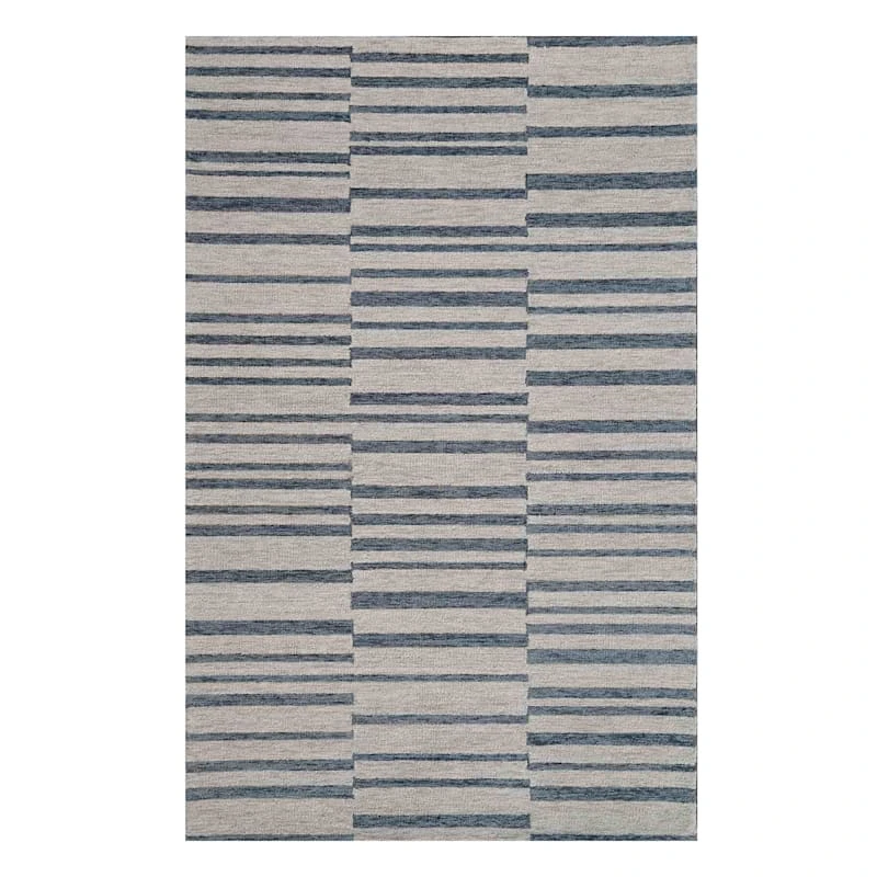 (A507) Ty Pennington Owens Blue & White Broken Stripe Runner, 2x8 1 (A507) Ty Pennington Owens Blue & White Broken Stripe Runner, 2x8
