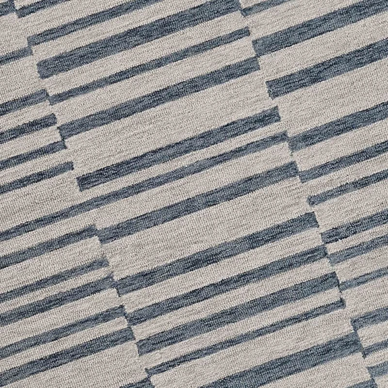 (A507) Ty Pennington Owens Blue & White Broken Stripe Runner, 2x8 2 (A507) Ty Pennington Owens Blue & White Broken Stripe Runner, 2x8 - Image 2