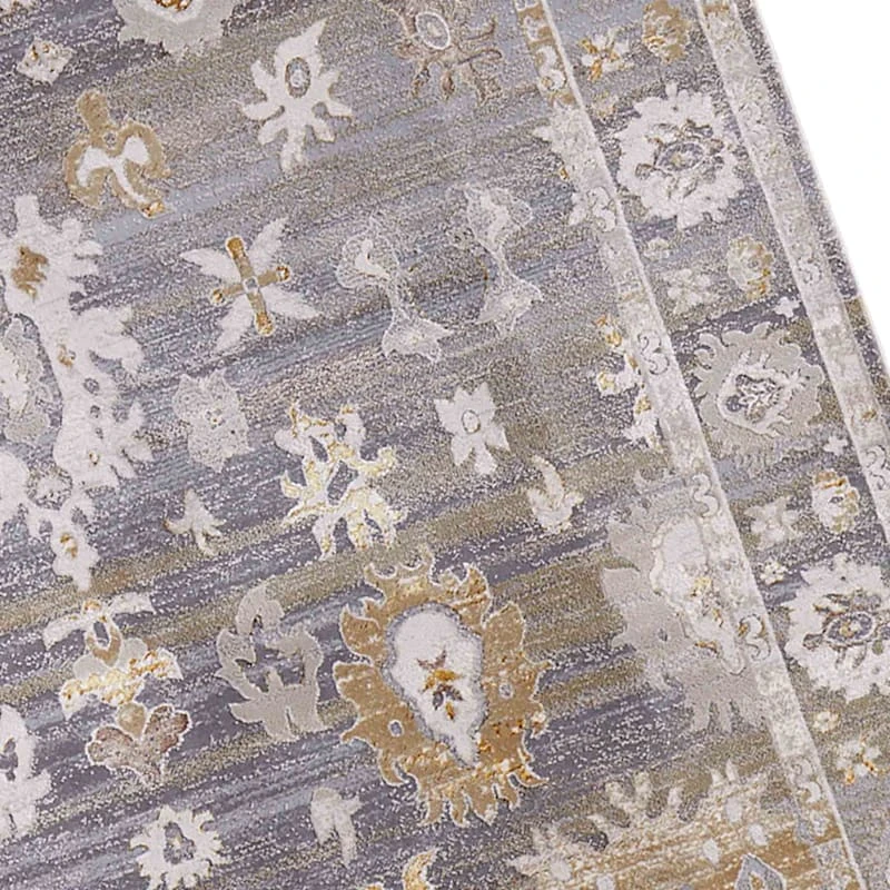 (A509) Found & Fable Thornhill Grey & Gold Floral Medallion Area Rug, 7x10 2 (A509) Found & Fable Thornhill Grey & Gold Floral Medallion Area Rug, 7x10 - Image 2