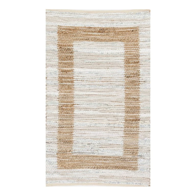 (B312) Henning Hand Woven Cotton & Jute Ivory Chindi Area Rug, 3x5 1 (B312) Henning Hand Woven Cotton & Jute Ivory Chindi Area Rug, 3x5