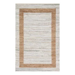 (B312) Henning Hand Woven Cotton & Jute Ivory Chindi Area Rug, 5x7