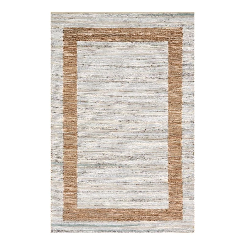 (B312) Henning Hand Woven Cotton & Jute Ivory Chindi Area Rug, 5x7 1 (B312) Henning Hand Woven Cotton & Jute Ivory Chindi Area Rug, 5x7