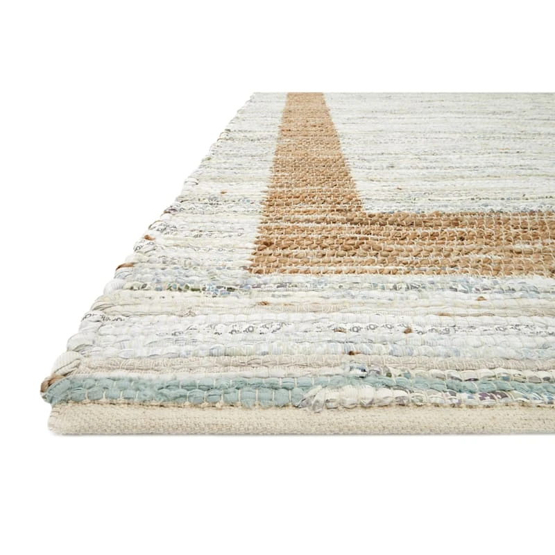 (B312) Henning Hand Woven Cotton & Jute Ivory Chindi Area Rug, 5x7 4 (B312) Henning Hand Woven Cotton & Jute Ivory Chindi Area Rug, 5x7 - Image 4