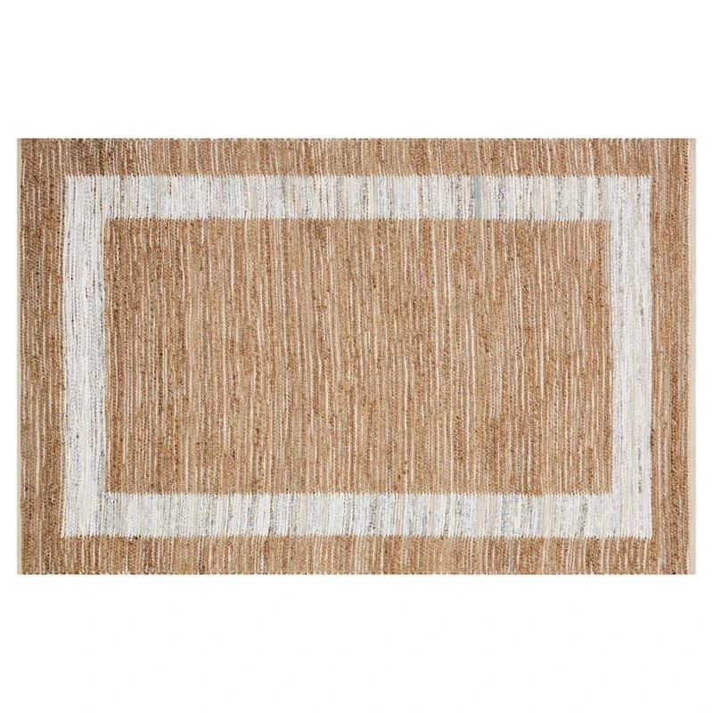 (B312) Henning Hand Woven Cotton & Jute Ivory Chindi Area Rug, 5x7 7 (B312) Henning Hand Woven Cotton & Jute Ivory Chindi Area Rug, 5x7 - Image 7