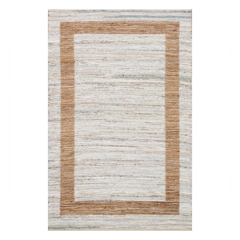 (B312) Henning Hand Woven Cotton & Jute Ivory Chindi Area Rug, 8x10 1 (B312) Henning Hand Woven Cotton & Jute Ivory Chindi Area Rug, 8x10