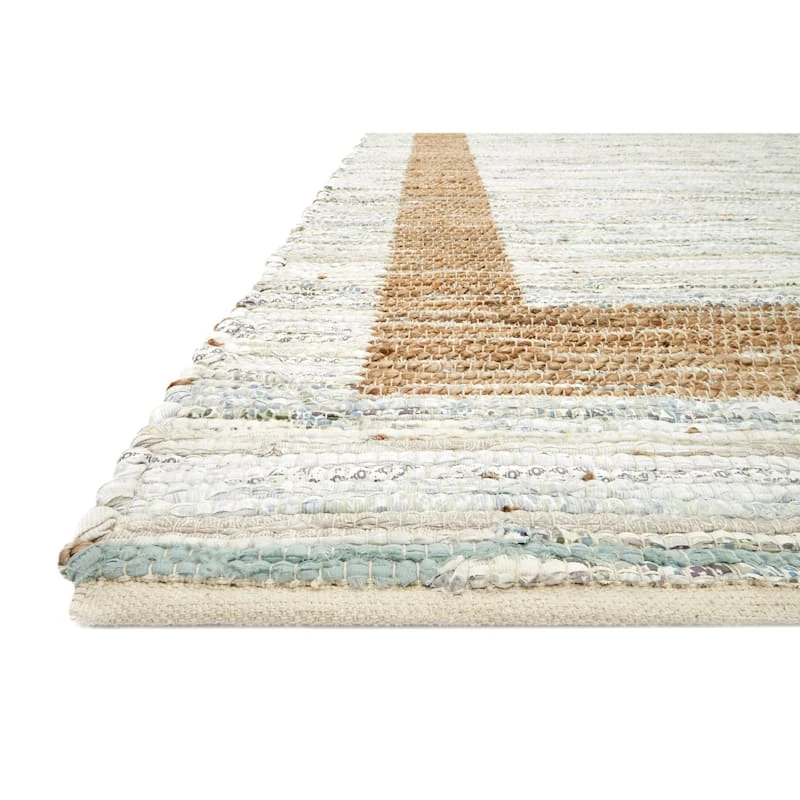 (B312) Henning Hand Woven Cotton & Jute Ivory Chindi Area Rug, 8x10 3 (B312) Henning Hand Woven Cotton & Jute Ivory Chindi Area Rug, 8x10 - Image 3