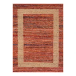 (B314) Henning Hand Woven Cotton Blend Red Chindi Area Rug, 5x7