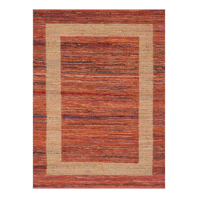(B314) Henning Hand Woven Cotton Blend Red Chindi Area Rug, 5x7 1 (B314) Henning Hand Woven Cotton Blend Red Chindi Area Rug, 5x7