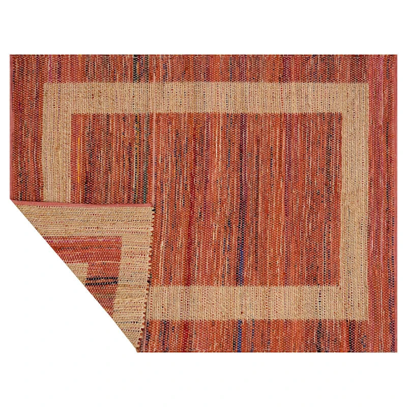 (B314) Henning Hand Woven Cotton Blend Red Chindi Area Rug, 5x7 5 (B314) Henning Hand Woven Cotton Blend Red Chindi Area Rug, 5x7 - Image 5