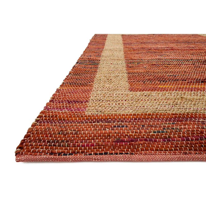 (B314) Henning Hand Woven Cotton Blend Red Chindi Area Rug, 5x7 6 (B314) Henning Hand Woven Cotton Blend Red Chindi Area Rug, 5x7 - Image 6