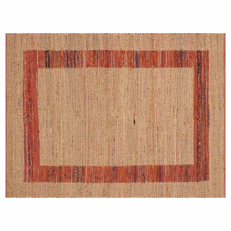 (B314) Henning Hand Woven Cotton Blend Red Chindi Area Rug, 5x7 7 (B314) Henning Hand Woven Cotton Blend Red Chindi Area Rug, 5x7 - Image 7