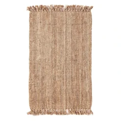 (B485) Honeybloom Jute Boucle Fringe Area Rug, 5x7
