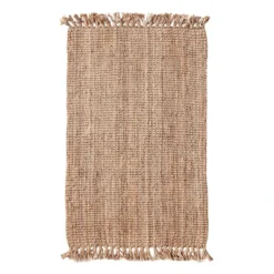 (B485) Honeybloom Jute Boucle Fringe Area Rug, 7x10