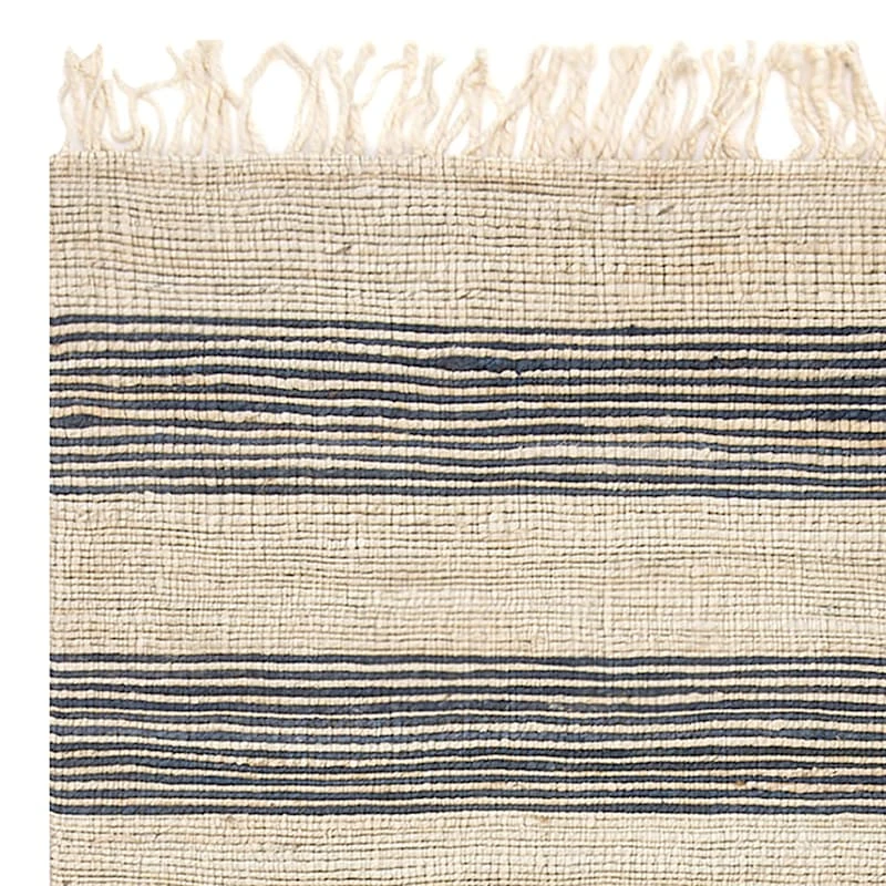 (B497) Honeybloom Hazel Natural & Navy Striped Hand Woven Jute Accent Rug, 3x5 2 (B497) Honeybloom Hazel Natural & Navy Striped Hand Woven Jute Accent Rug, 3x5 - Image 2
