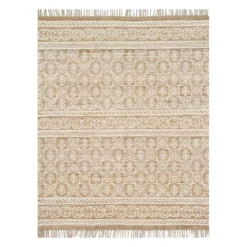 (B508) Devon Hand Woven Jute & Ivory Chenille Area Rug, 7x10