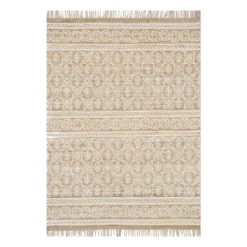 (B508) Found & Fable Devon Hand Woven Jute & Ivory Chenille Area Rug, 5x7