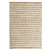 (B596) Honeybloom Jute Ivory Cotton Striped Area Rug, 7x9