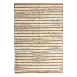 (B596) Honeybloom Jute Ivory Cotton Striped Area Rug, 7x9