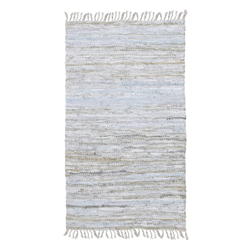 (B631) Grey Cotton Woven Fringe Accent Rug, 3x5 1 (B631) Grey Cotton Woven Fringe Accent Rug, 3x5