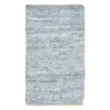 (B637) Faux Leather Grey Area Rug Woven With Metallic Threads, 5x7