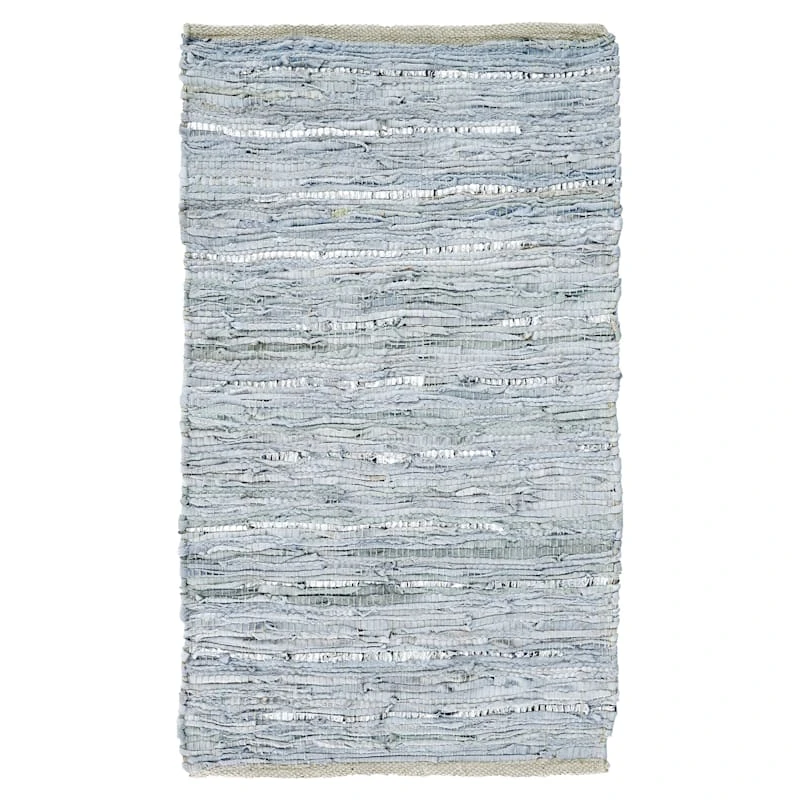 (B637) Faux Leather Grey Area Rug Woven With Metallic Threads, 7x9 1 (B637) Faux Leather Grey Area Rug Woven With Metallic Threads, 7x9