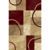 (B645) Superior Burgundy & Tan Geometric Area Rug, 5x7