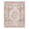 (B657) Blue & Ivory Faded Traditional Medallion Design Accent Rug, 3x5