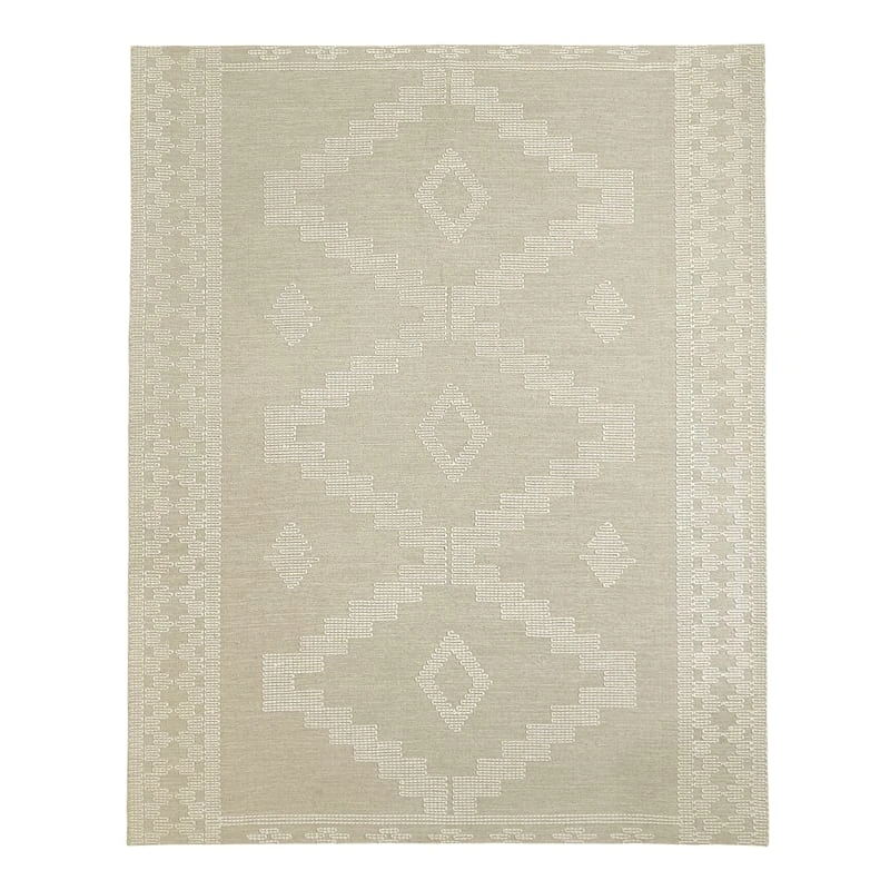 (B669) Found & Fable Goa Ivory Tribal Handmade Area Rug, 7x10 1 (B669) Found & Fable Goa Ivory Tribal Handmade Area Rug, 7x10