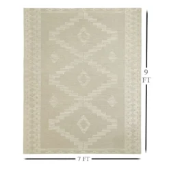 (B669) Found & Fable Goa Ivory Tribal Handmade Area Rug, 7x10 8 (B669) Found & Fable Goa Ivory Tribal Handmade Area Rug, 7x10 -Rugs Sales Store b669 found fable goa ivory tribal handmade area rug 7x10 4