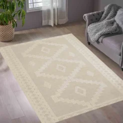 (B669) Found & Fable Goa Ivory Tribal Handmade Area Rug, 7x10 9 (B669) Found & Fable Goa Ivory Tribal Handmade Area Rug, 7x10 -Rugs Sales Store b669 found fable goa ivory tribal handmade area rug 7x10 5