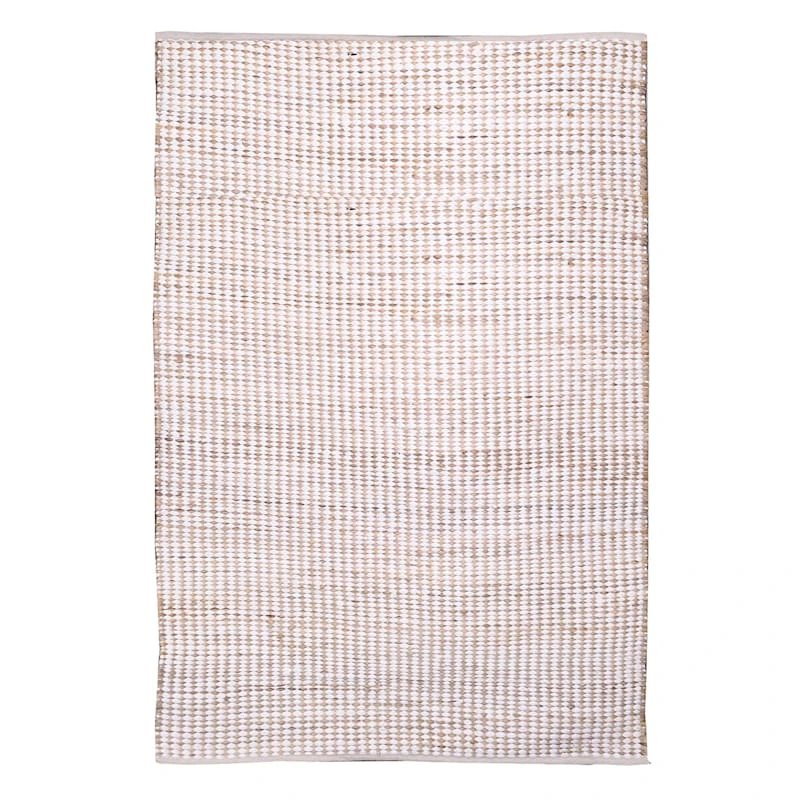 (B678) Ivory Cotton Jute Area Rug, 7x10 1 (B678) Ivory Cotton Jute Area Rug, 7x10