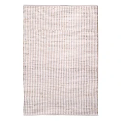 (B678) Jute Ivory Cotton Area Rug, 5x7