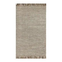 (B685) Tracey Boyd Natural Dunne Fringe Accent Rug, 3x5