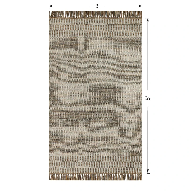 (B685) Tracey Boyd Natural Dunne Fringe Accent Rug, 3x5 4 (B685) Tracey Boyd Natural Dunne Fringe Accent Rug, 3x5 - Image 4