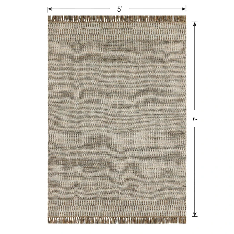 (B685) Tracey Boyd Natural Dunne Fringe Area Rug, 5x7 7 (B685) Tracey Boyd Natural Dunne Fringe Area Rug, 5x7 - Image 7