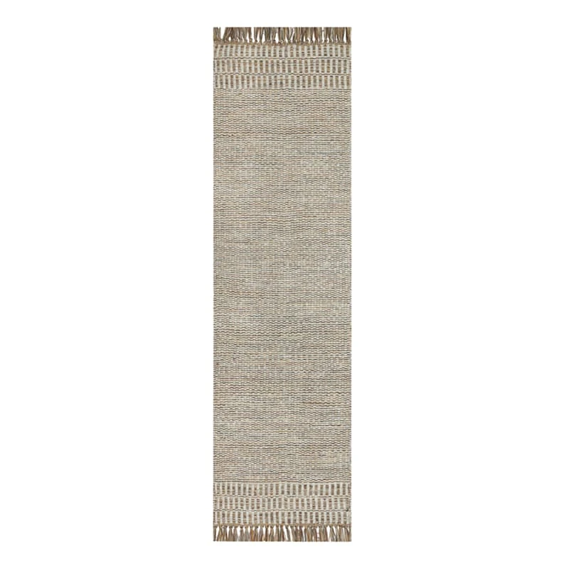 (B685) Tracey Boyd Natural Dunne Fringe Runner, 2x7 1 (B685) Tracey Boyd Natural Dunne Fringe Runner, 2x7